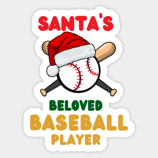 Santas Beloved Baseball Player Sticker